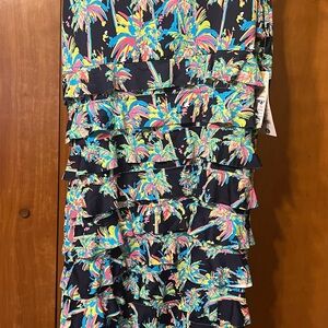 Tropical Print Ruffled Skirt